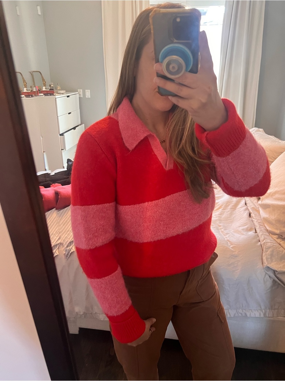 Mango Bright Red and Pink Cozy Turtleneck Sweater